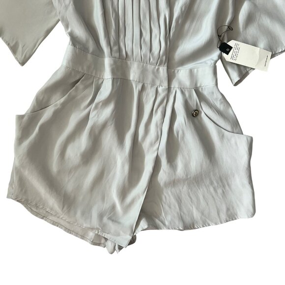 Ever Women's 100% Silk Wrap Front Romper Light Gray Size Small Rare NWT - Picture 6 of 16